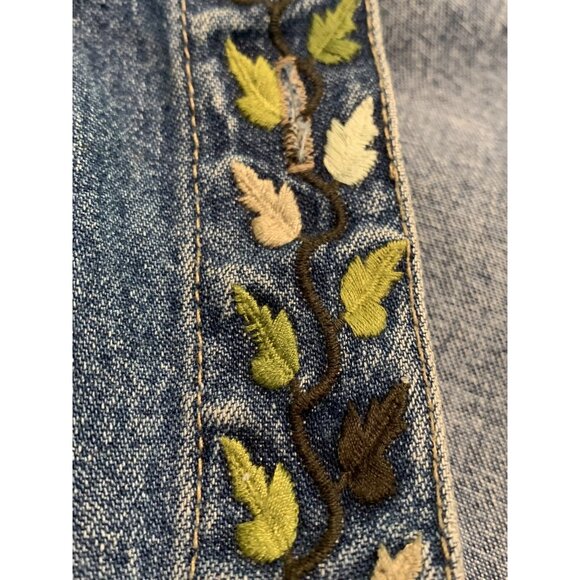 Vtg Denim Floral Embroidered Long Sleeve Shirt Women Size L A.M.I - Button Down - Picture 11 of 13